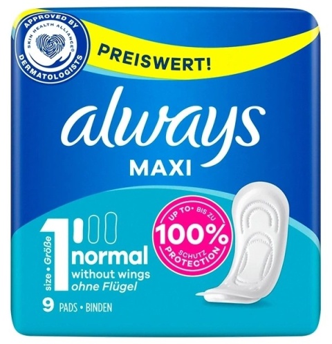 Always Maxi Normal 9 szt Podpaski higieniczne bez skrzydełek