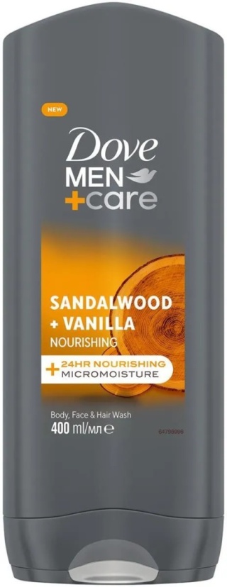 Dove Men+Care Sandalwood & Vanilla Żel pod prysznic 3w1 dla mężczyzn 400ml