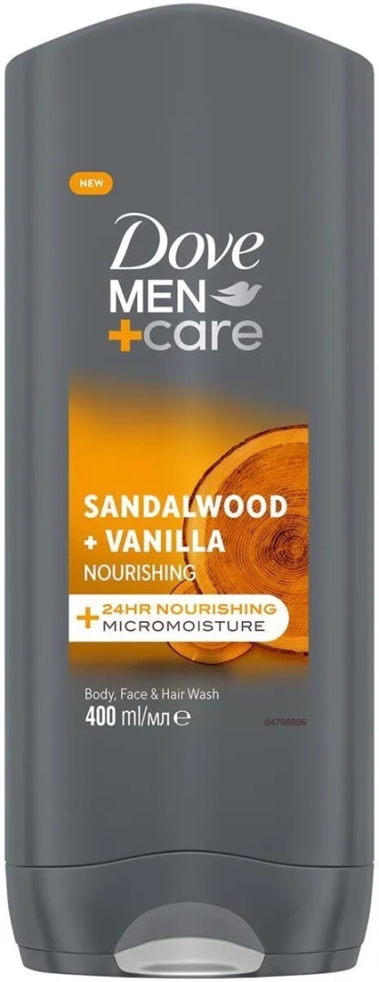 Dove Men+Care Sandalwood & Vanilla Żel pod prysznic 3w1 dla mężczyzn 400ml
