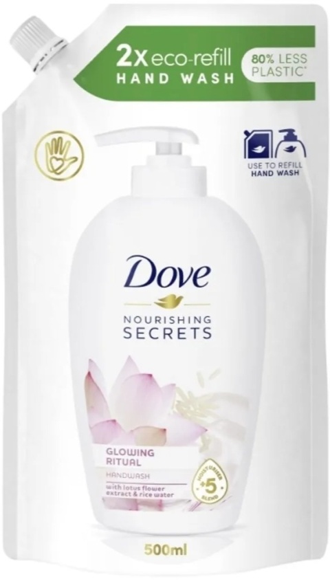 Dove Nourishing Glowing Ritual Lotus Flower Extract & Rice Water Mydło w płynie Zapas 500ml