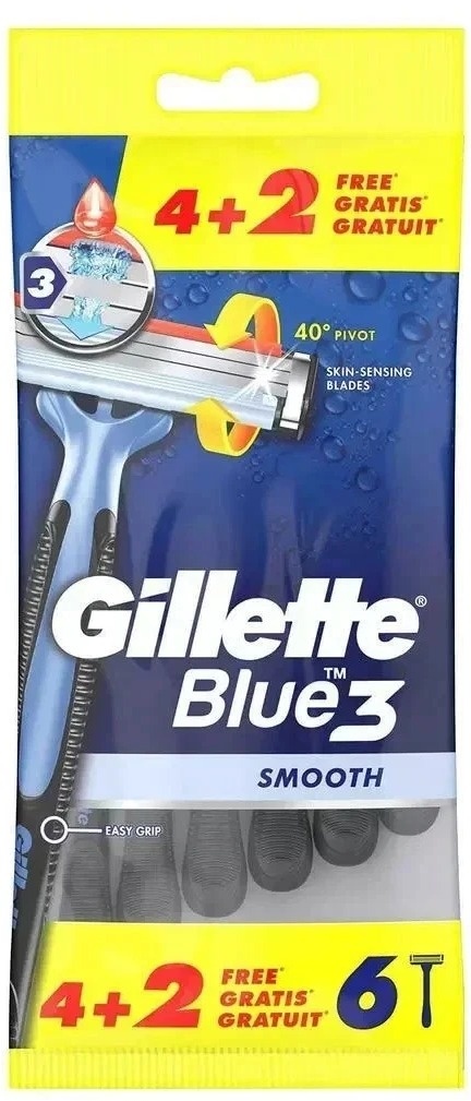 Gillette Blue 3 Smooth Jednorazowe maszynki do golenia Opakowanie 6szt