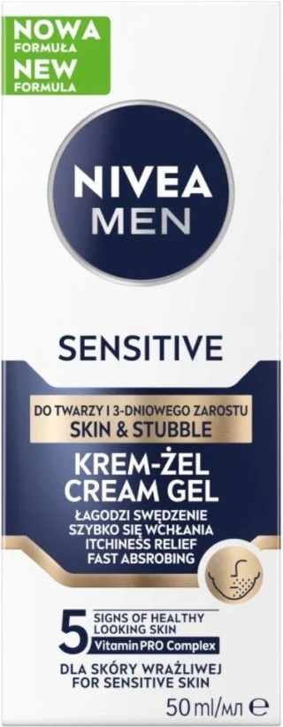 Nivea Men Sensitive 50ml Krem żel do twarzy i 3-dniowego zarostu Dla mężczyzn