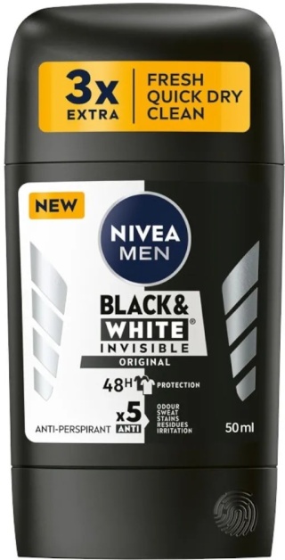 Nivea Men Black&White Invisible Original Antyperspirant w sztyfcie dla mężczyzn 50ml