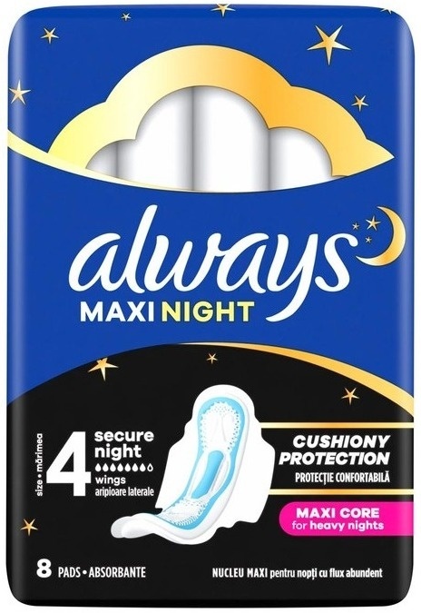 Always Maxi Night Size 4 Podpaski ze skrzydełkami 8 szt