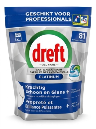 Dreft Caps Platinum All in One Regular 81 szt Kapsułki do zmywarki
