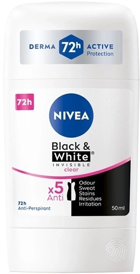 Nivea Woman Black & White Invisible Clear 50ml Antyperspirant damski sztyft