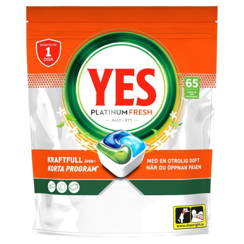 YES Platinum Fresh All In One 65 szt Kapsułki do zmywarki